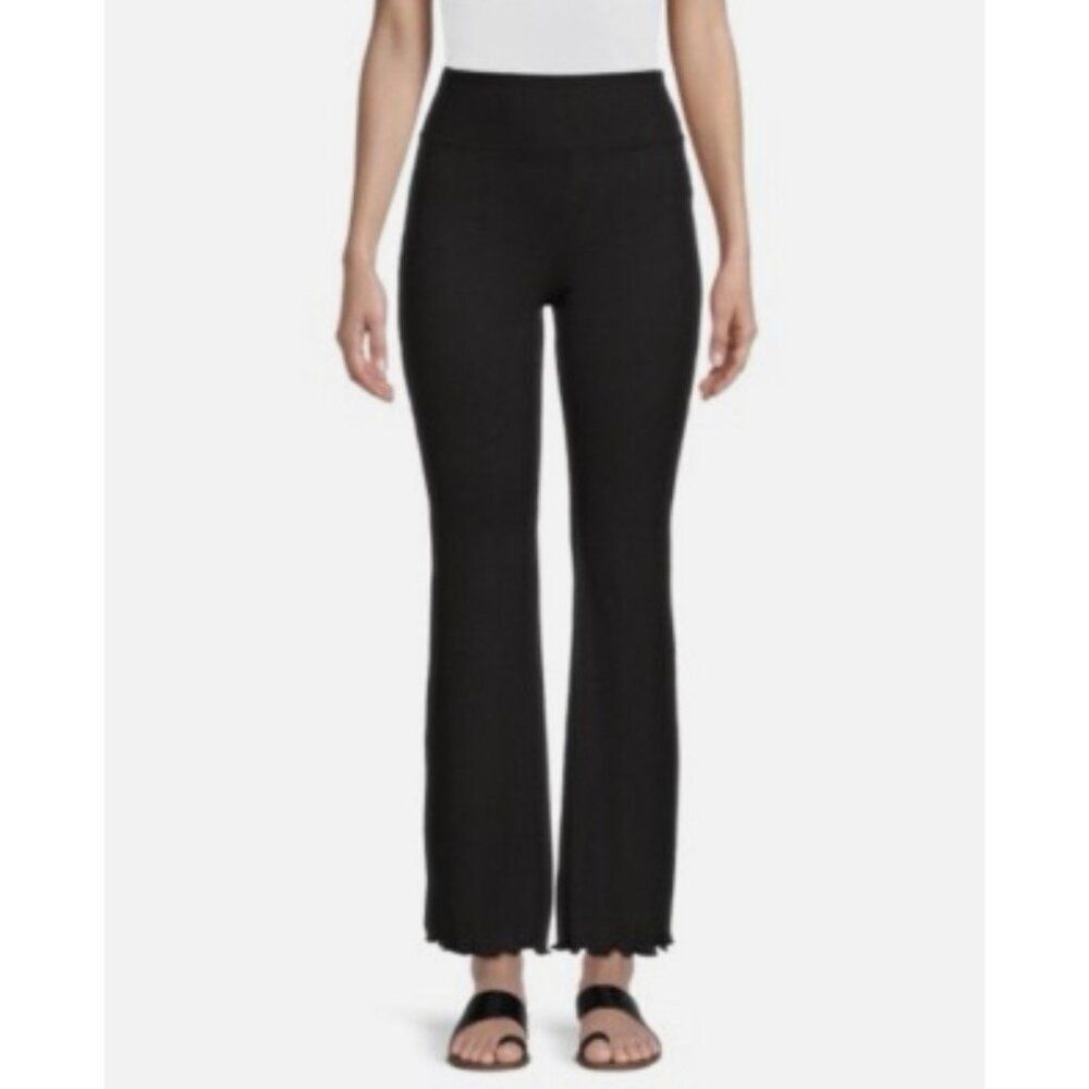 no boundaries solid black High Rise ribbed flare pants Lettuce Edge Small